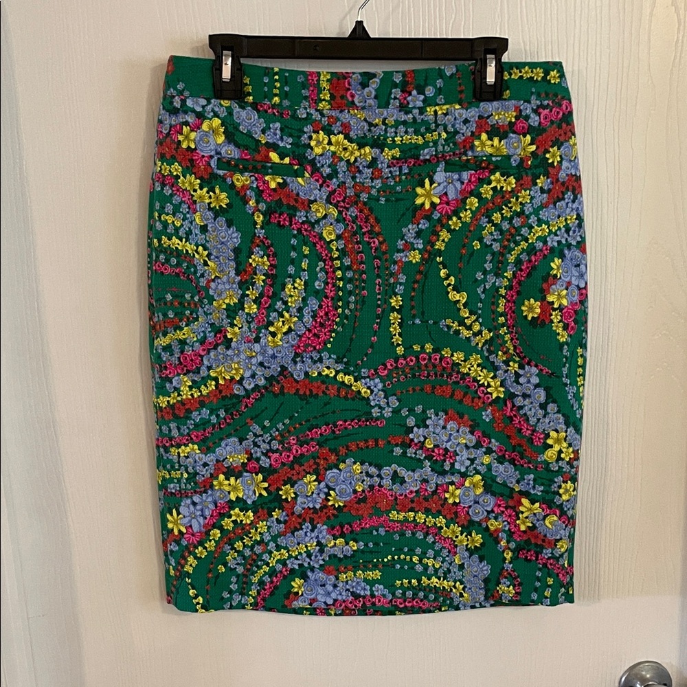 Talbots Green Floral Pencil Skirt